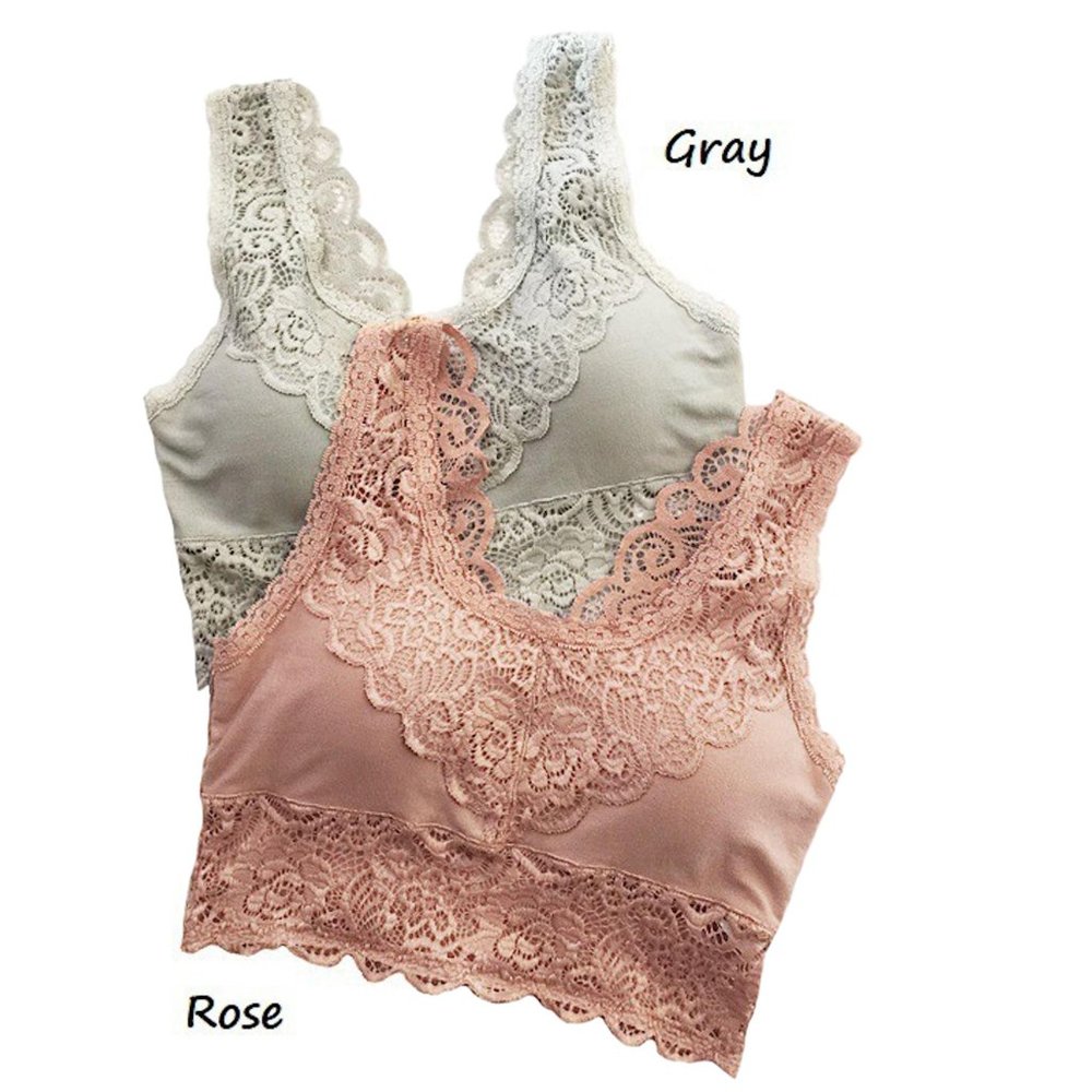 Anemone V-Back Bralette with Removable Pads (GRAY)